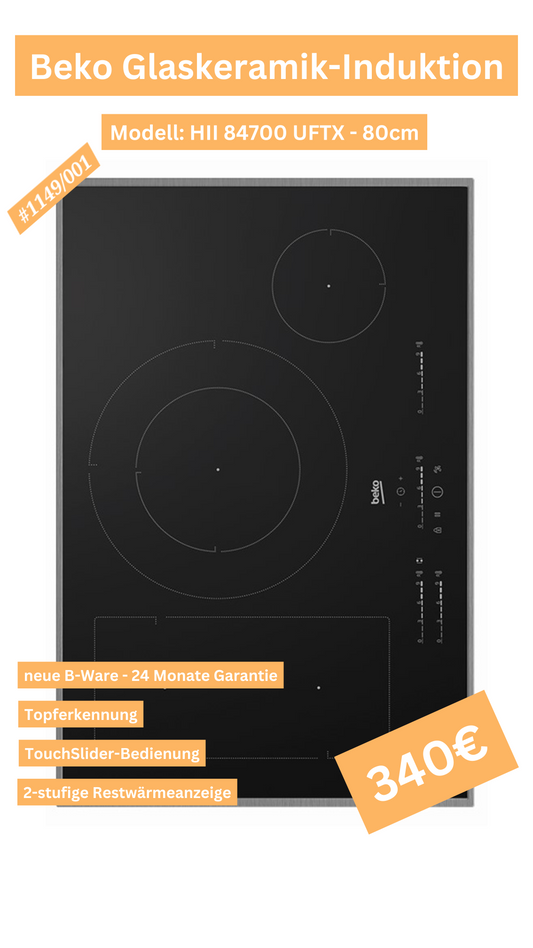 Beko Ceranfeld - Induktion - HII 84700 UFTX - 80cm