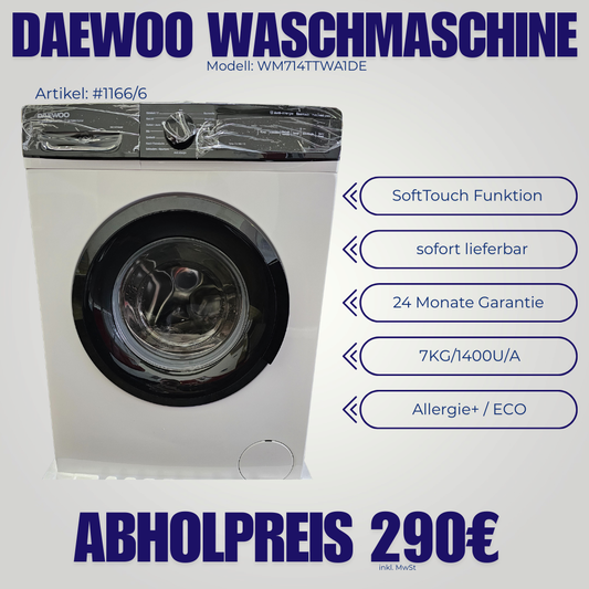 DAEWOO Waschmaschine WM714TTWA1DE | 7 kg | Energieklasse A+ | Weiß