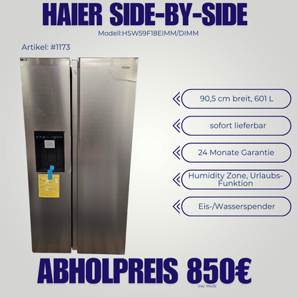 Haier Side by Side | 350L Kühlteil | 190L Gefrierteil | Silber