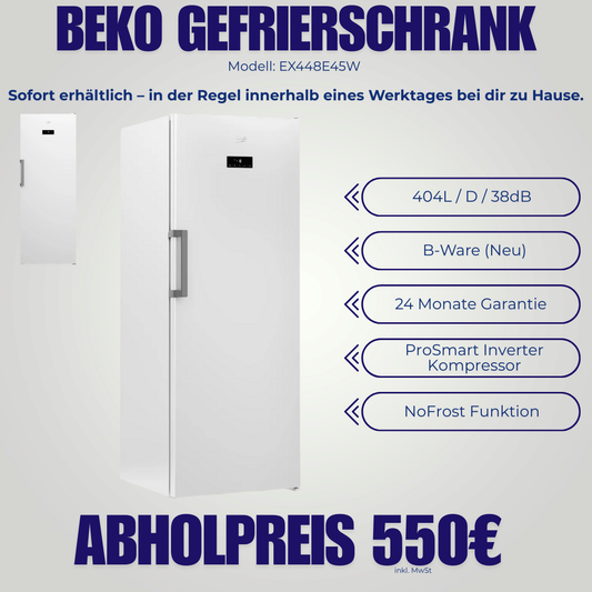 Beko EX448E45W Gefrierschrank | 404L | Energieklasse D