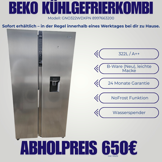 Beko Kühlgefrierkombi mit Wasserspender | 532L | Energieklasse E